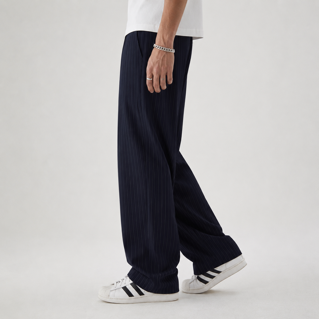 Navy pinstripe pants