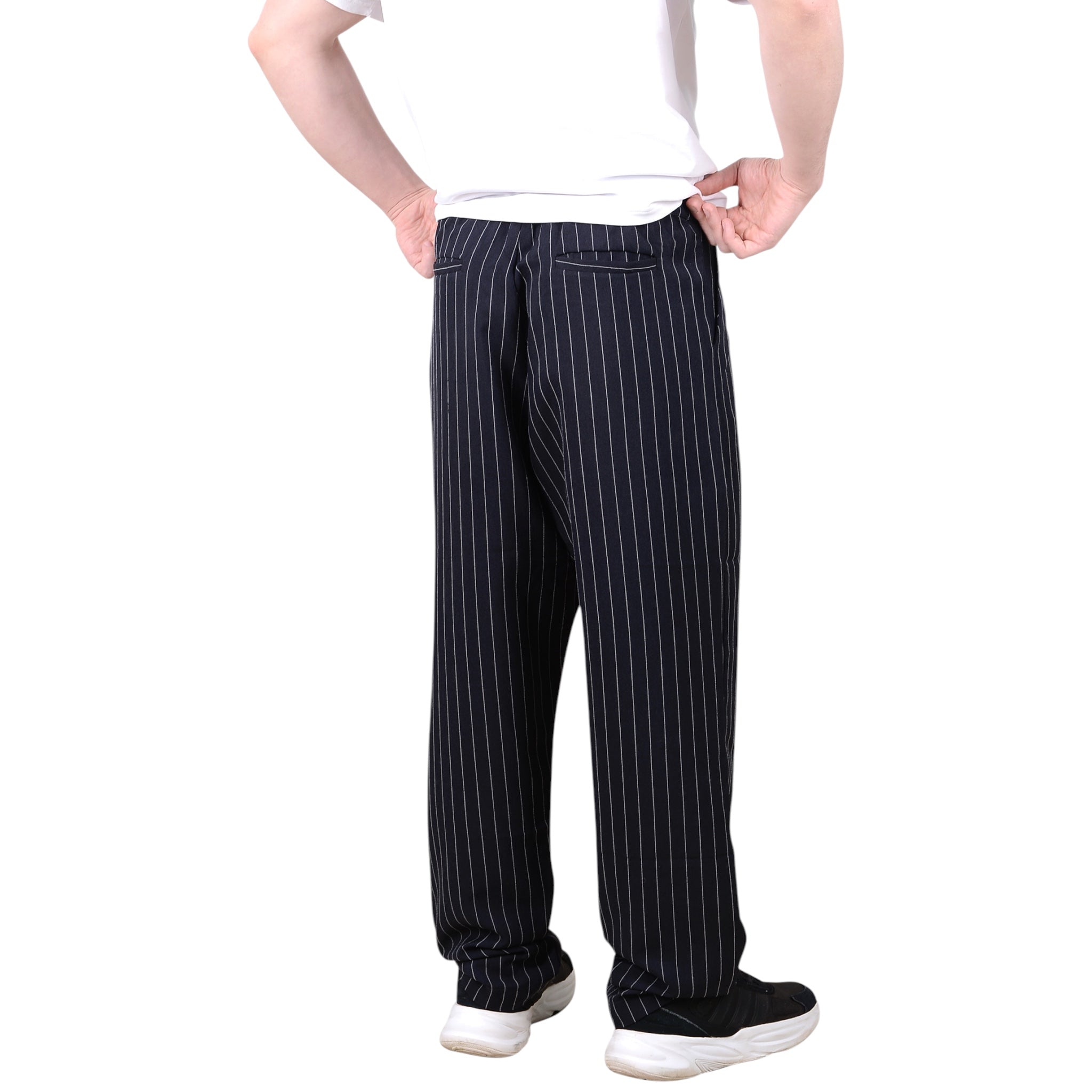 Navy pinstripe pants